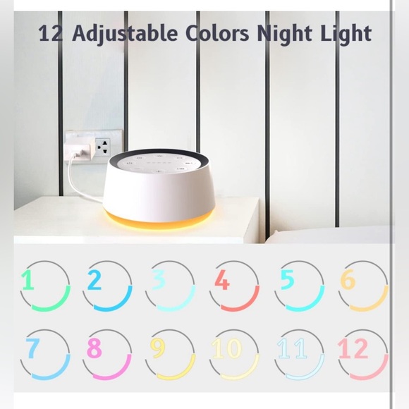 White Noise Sound Machine with 30 Soothing Sounds 12 Colors Night Light White - Picture 3 of 11